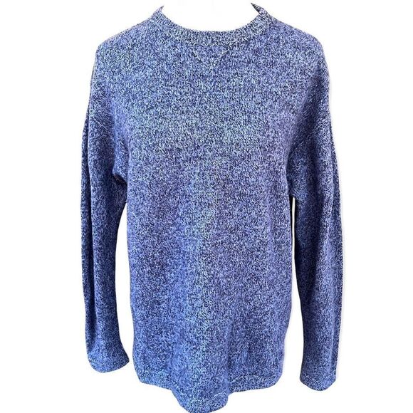Vintage Northern Isles Wool Blue/Black Marled Knit Sweater Large - Picture 1 of 7